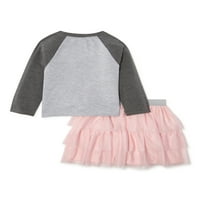 Уондър Нейшън Момичета 4-Реглан риза и пола от тюл, комплект Екипировка