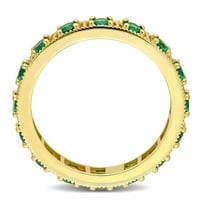 Миабела Дамски 2-КТ зелен КЗ жълто злато флаш позлатени стерлинги сребро вечността пръстен