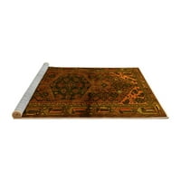 Ahgly Company Machine Pashable Indoor Round Персийски жълти традиционни килими, 7 'кръг
