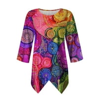 Apepal дамски плюс размер върхове дамски туника върхове ръкави ризи неравнителни подгъвателни ежедневни блузи лилави l