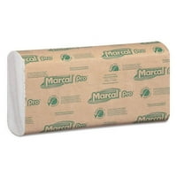 Marcal Pro рециклирани сгънати хартиени кърпи, 1 8, C -кратна, бяла, 150 PK, PK CT -MRCP100B