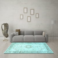 Ahgly Company Indoor Round Персийски светлосини традиционни килими, 5 'кръг
