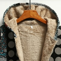 Wendunide Cardigan for Women Womens Winter Warm Outwear Print с качулка с джобове винтидж палта кардиган дамски жилетка сиво xl