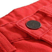 Мъжки дънки, Плътен цвят Висока талия изтръгнат панталони плътно прилепнали панталони за мъже, Черно бяло червено