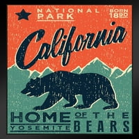Калифорнийски дом на Yosemite Bears Travel Photo Black Wood Framed Art Poster 14x20
