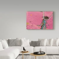 Търговска марка Изящно изкуство „Perky TS Pink Aqua Crop 'Canvas Art by Kellie Day