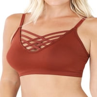 Zenana Women's & Plus Front V-Lattice Bralette Sports Sports с регулируеми каишки и сменяеми подложки за сутиен