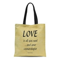 Платно тотална чанта салон любов и козметиолог декориране идеи фризьорски стилист козметици за многократна употреба чанта за хранителни стоки раменни чанти за пазаруване