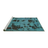 Ahgly Company Machine Wareable Indoor Rectangle Persian Turquoise Blue Bohemian Area Rugs, 4 '6'
