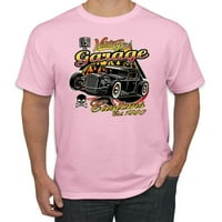 Wild Bobby, Vintage Garage Customs Hot Rod Classic Car Cars and Trucks Мъжки графична тениска, светло розова, голяма