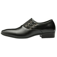 Класически кожени обувки за мъже се плъзгат върху кожена кожа с ниска гумена подметка обувки черен размер 46
