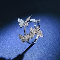 keusn регулируем отворен пръстен сребро регулируеми пръстени Летящи пеперуди пръстен сватбени бижута аксесоари за жени и момичета