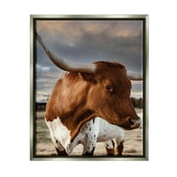 Ступел индустрии селски ферма говеда облачно Ранчо небе снимка блясък сив плаващ рамка платно печат стена изкуство, дизайн От Дакота динър