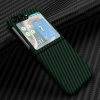 Sanimore за Samsung Galaxy Z Flip 6.7 Калъф, тънка въглеродни влакна безжично зареждане на ударно анти-капково обектив All-inclusive Teightywits Anti-Fingerprint Magnetic, зелено