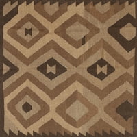 Ahgly Company Indoor Rectangle Contemporary Saddle Brown Southwestern Area Rugs, Swatch Prame