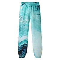 Мъже плюс размер панталон Модни цъфтежи Разхлабени еластични плажни спортни спортни панталони Светло синьо 8