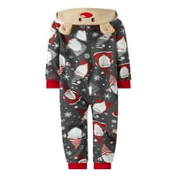 Семейство Diconna Съчетаване на дрехи Коледно спално облекло, анимационен лос Снежен човек печат с дълъг ръкав с цип качулка от еднократно парче комбинезон