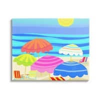 Ступел индустрии живи слънчеви чадъри Лято плаж Бряг сцена Графичен Арт Галерия увити платно печат стена изкуство, дизайн от Марет Хенсик