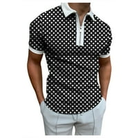 Полка блуза точка Небрежен цип отпечатани мъже ризи отказват яка на ризата блуза за офис работа
