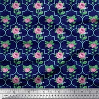 Soimoi памучна фланелка тъкан Quatrefoil дизайн, листа и роза флорален декор от печат отпечатан двор