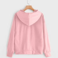 Дамски Y2K Zip Up Hoodie - Дълго ръкав качулка зима до 50% отстъпка от пуловер джобни розови качулки m