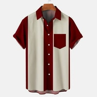 Jsaierl Men's Print Stripe тениска Небрежна ревера копче за джоб на ризата надолу лятна мода късо ръкав свободен приготен тройник