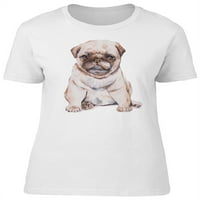Красиво акварелно кученце Pug тениска жени -изображения от Shutterstock, женски малки
