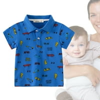 Готин анимационен печат с къси ръкави върхове деца динозавър риза малко дете бутон за тениски сини карикатурни момче най -добрите дрехи Kawaii