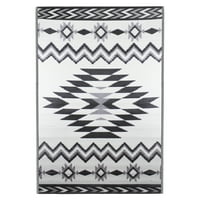 Нортлайт 4 ' 6 ' черно-бял Ацтек печат правоъгълна външна площ килим