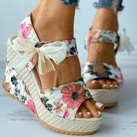 JSEZML женски фиш на платформа сандали плюс размер модни обувки за ходене дишащ плюс размер неплъзгащ флорален принт