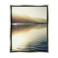 Ступел индустрии тихо планинско езеро водни вълни Изгрев лъчи снимка блясък сив плаваща рамка платно печат стена изкуство, дизайн от Савана Планк