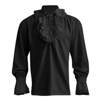 Мъжки готически винтидж корт риза с яка яка подгъва с дълъг ръкав бутер ръкав яка блуза блуза