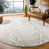 Tulum Lakisha затруднен югозападен килим, 4 '4' кръг, сиво от слонова кост
