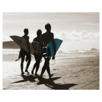 Шедьовър Художествена галерия трима сърфисти на плажа от Ноа Бей Канвас Арт Принт 22 28