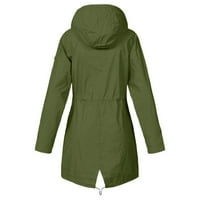 Wofeydo Зимни палта за жени, плюс яке дъжд с качулка жените на открито свободно ветроустойчиво палто твърдо женско палто, зимни дрехи за жени зелено L