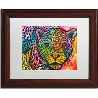 Търговска марка изобразително изкуство Леопард платно изкуство от Дийн Русо, бял мат, дърво рамка