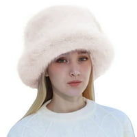 Жени модни масивни цветни шапки ветроустойчиви топла купола шапка небрежен плюш през зимата барети a