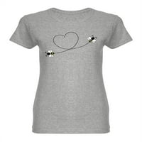 Пунктирани сърдечни линии пчели тениска жени -разно от Shutterstock, женски X-голям