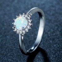 Пръстени за жени Опал пръстен кръг Опал бяла каменна ръка бижута бижута пръстен модни пръстени Метално сребро