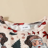 Izhansean Toddler Baby Girls Коледни рокли Xmas Tree & Santa Print Flare Long Loweve Ress