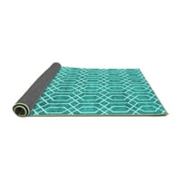 Ahgly Company Indoor Round Abstract Turquoise Blue Contemporary Area Rugs, 8 'Round