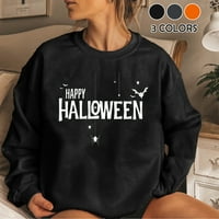 Ауджа Хелоуин Пуловер Есен ежедневни дрехи сива врана отгоре, жените Хелоуин печат Смешно Дълъг ръкав Случайни пуловер риза блуза