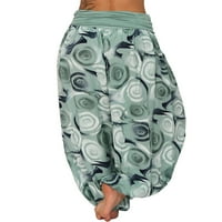 Размахвайки жени шезлонги широки крака палацо панталони от дъна на дъното Дами торбисти йога харем панталони зелени m