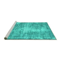 Ahgly Company Machine Wareable Indoor Rectangle Persian Turquoise Blue Traditional Area Rugs, 7 '9'