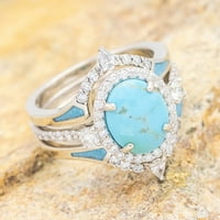 Sterling Silver Natural Gemstone Diamond Set Ring Прости модни бижута Популярни аксесоари