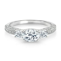 Gem Stone King Sterling Silver White Topaz и белият годежен пръстен за жени за жени