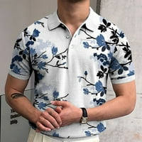 Мъжки ризи Мъжки модни риза Небрежни къси ръкави голф риза Цвят Блок памук топ скелет поло ризи за мъже
