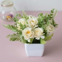 Ludlz изкуствено цвете, декоративен европейски стил чай роза изкуствени цветя, fau цветя във ваза за вътрешен офис на плот декор сватба централна декорация декорация г