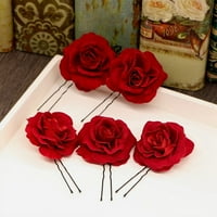 Червени розови цветни пръчици за коса булка шаферки аксесоари за коса U-образна подправка за коса за сватба за сватба