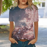 Дамски летен тениска с къси ръкав облечен ежедневен пейзаж боядисване на шаблона отгоре за дамски туника блузи пуловер кръгла шия тениски